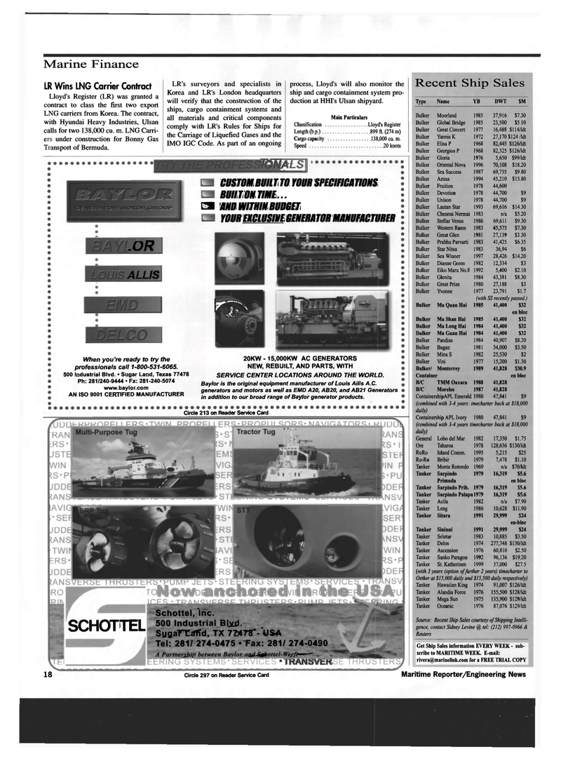 Maritime Reporter Magazine, page 18,  Oct 1999
