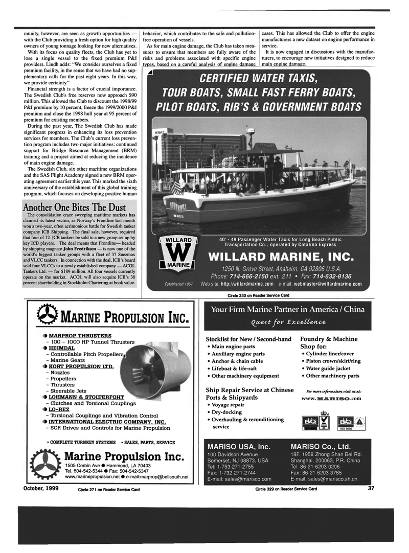 Maritime Reporter Magazine, page 37,  Oct 1999