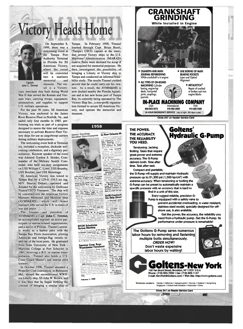 Maritime Reporter Magazine, page 51,  Oct 1999
