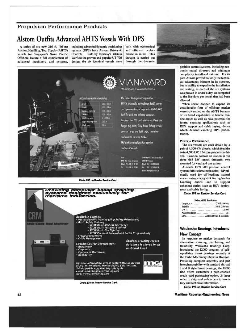 Maritime Reporter Magazine, page 54,  Oct 1999