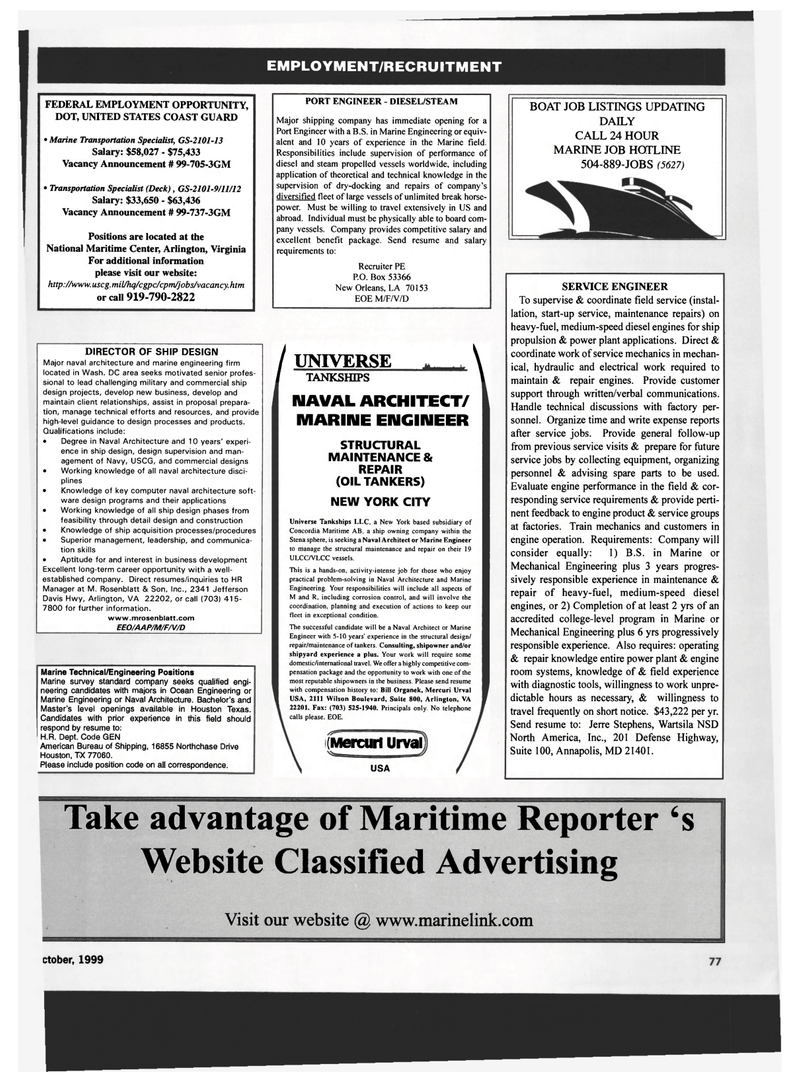 Maritime Reporter Magazine, page 85,  Oct 1999