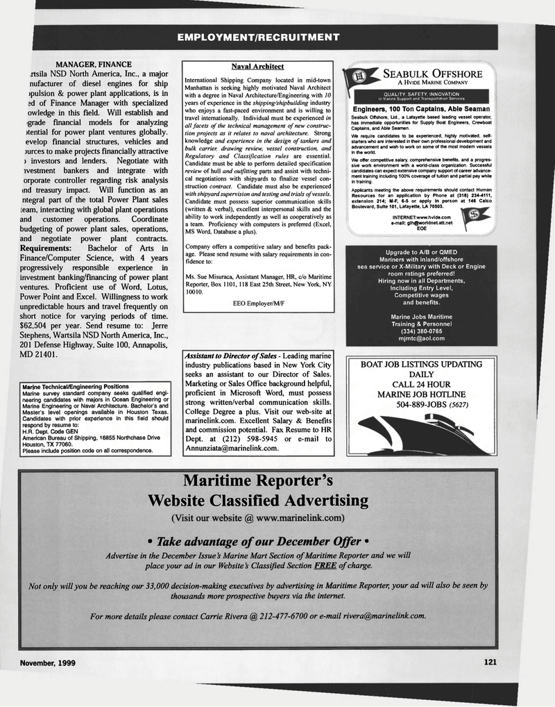 Maritime Reporter Magazine, page 125,  Nov 1999