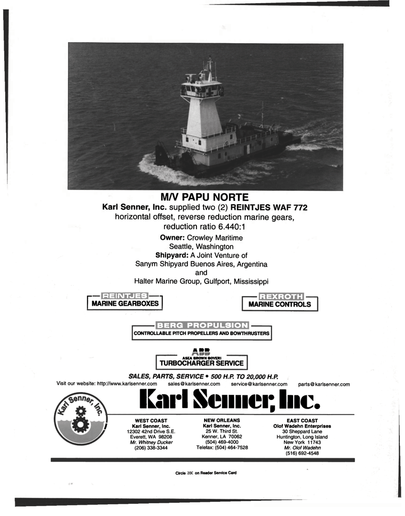 Maritime Reporter Magazine, page 4th Cover,  Nov 1999