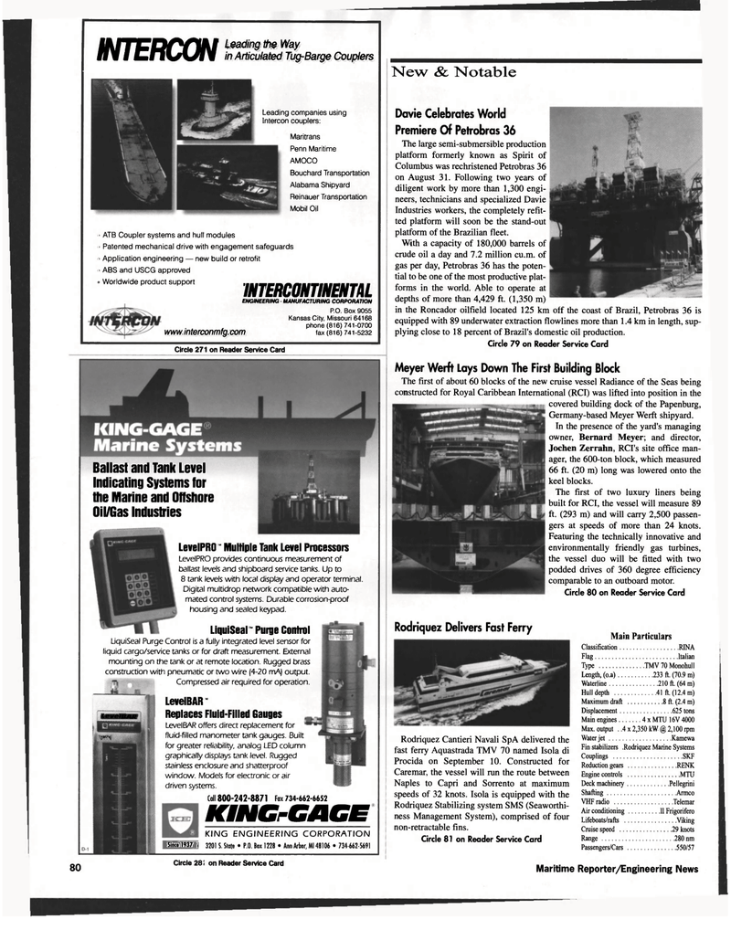Maritime Reporter Magazine, page 84,  Nov 1999