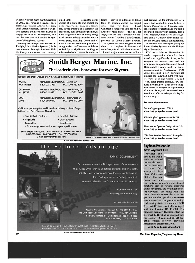 Maritime Reporter Magazine, page 22,  Dec 1999