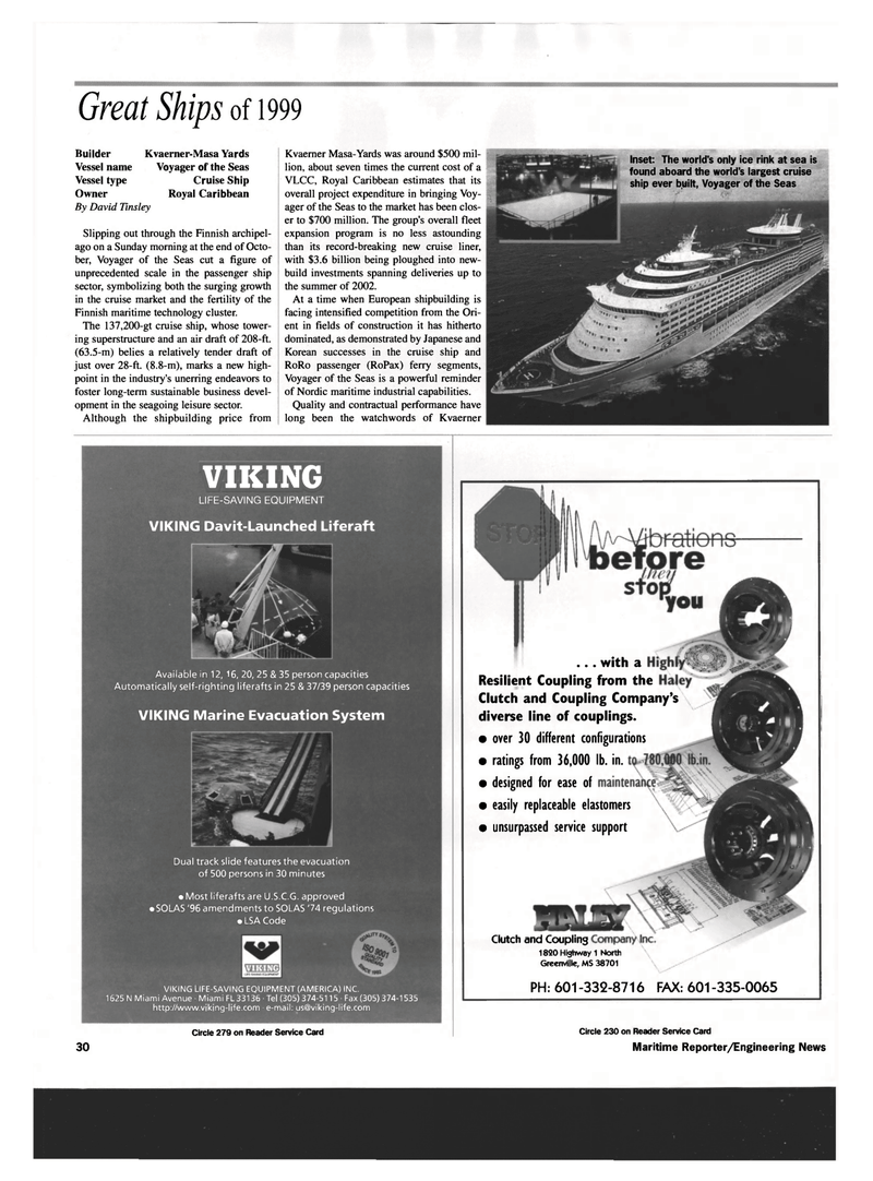Maritime Reporter Magazine, page 30,  Dec 1999