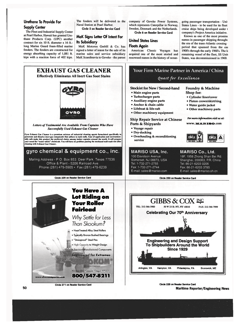 Maritime Reporter Magazine, page 50,  Dec 1999
