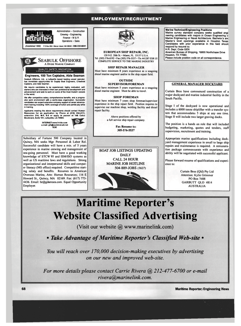 Maritime Reporter Magazine, page 68,  Dec 1999