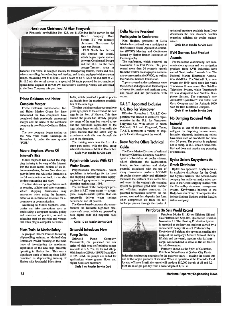 Maritime Reporter Magazine, page 72,  Dec 1999