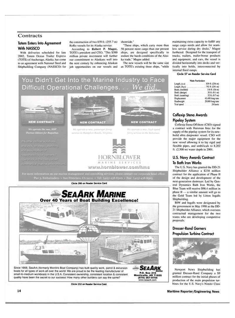 Maritime Reporter Magazine, page 14,  Jan 2000