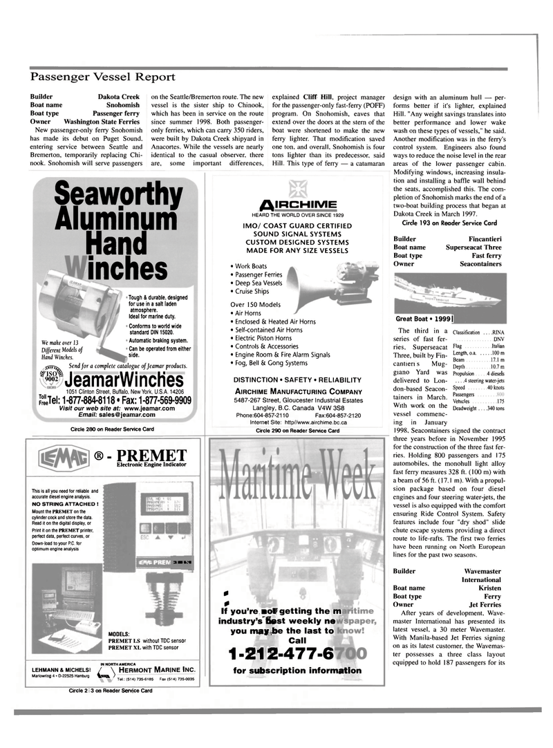 Maritime Reporter Magazine, page 34,  Jan 2000