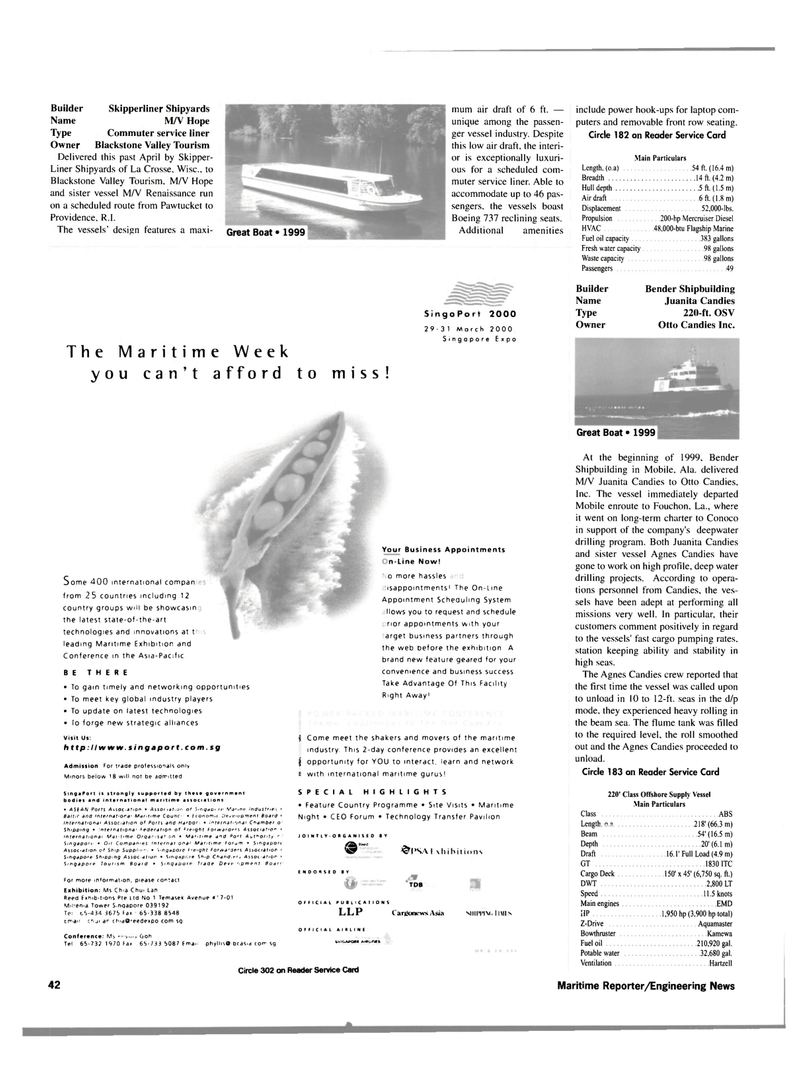 Maritime Reporter Magazine, page 42,  Jan 2000