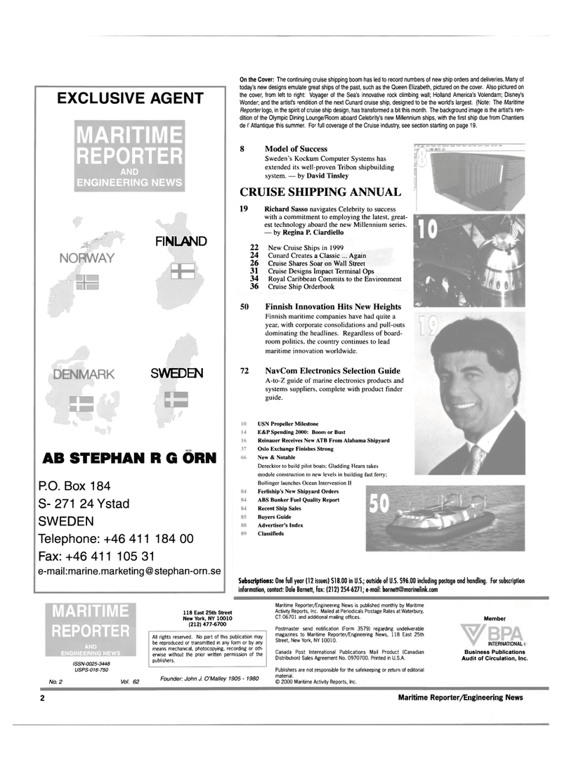 Maritime Reporter Magazine, page 2,  Feb 2000