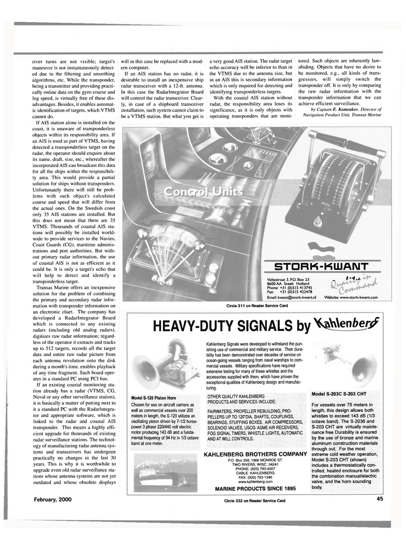 Maritime Reporter Magazine, page 45,  Feb 2000