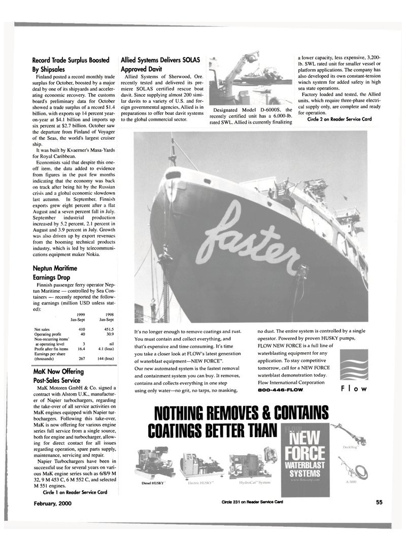 Maritime Reporter Magazine, page 55,  Feb 2000