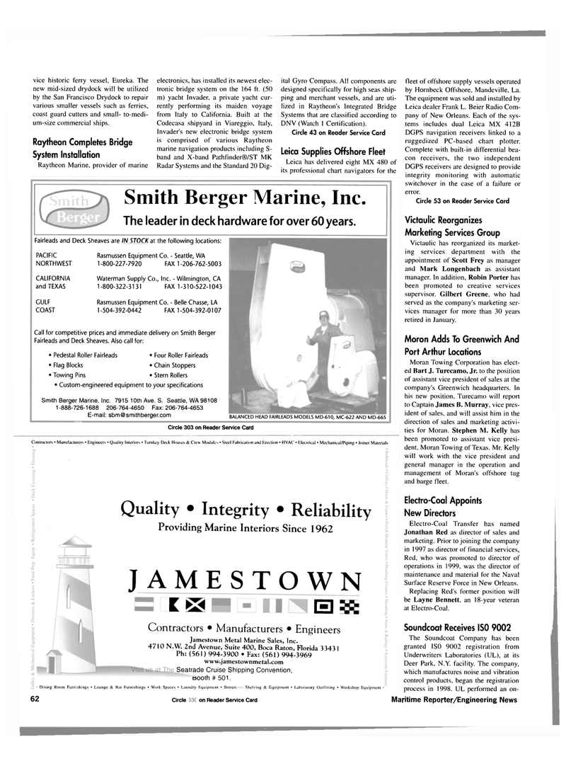 Maritime Reporter Magazine, page 62,  Feb 2000