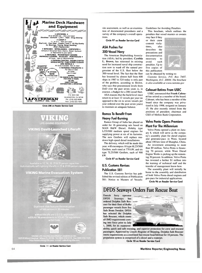 Maritime Reporter Magazine, page 64,  Feb 2000
