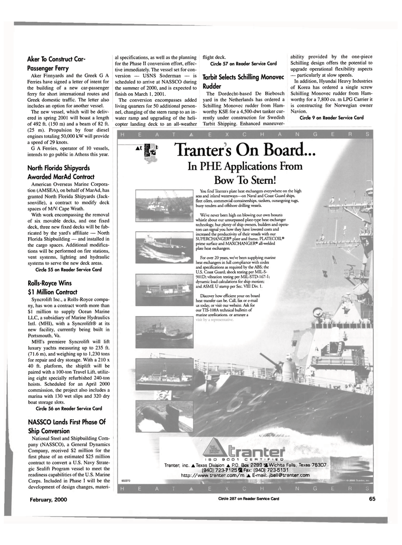 Maritime Reporter Magazine, page 65,  Feb 2000