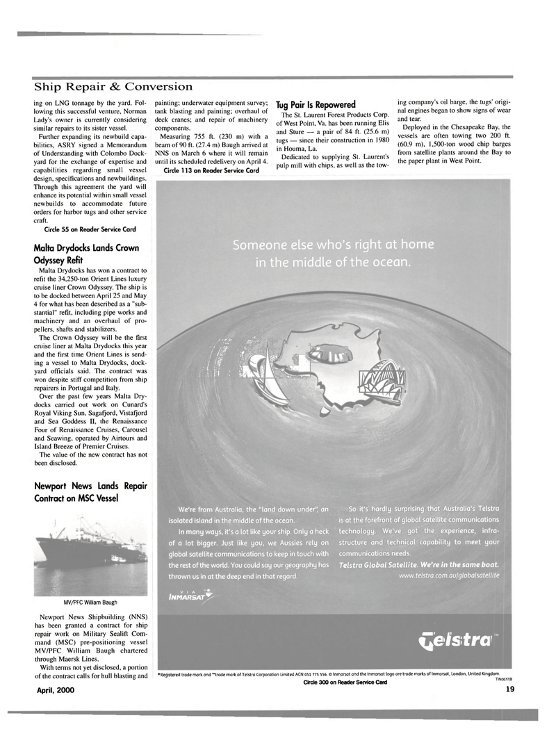 Maritime Reporter Magazine, page 19,  Apr 2000