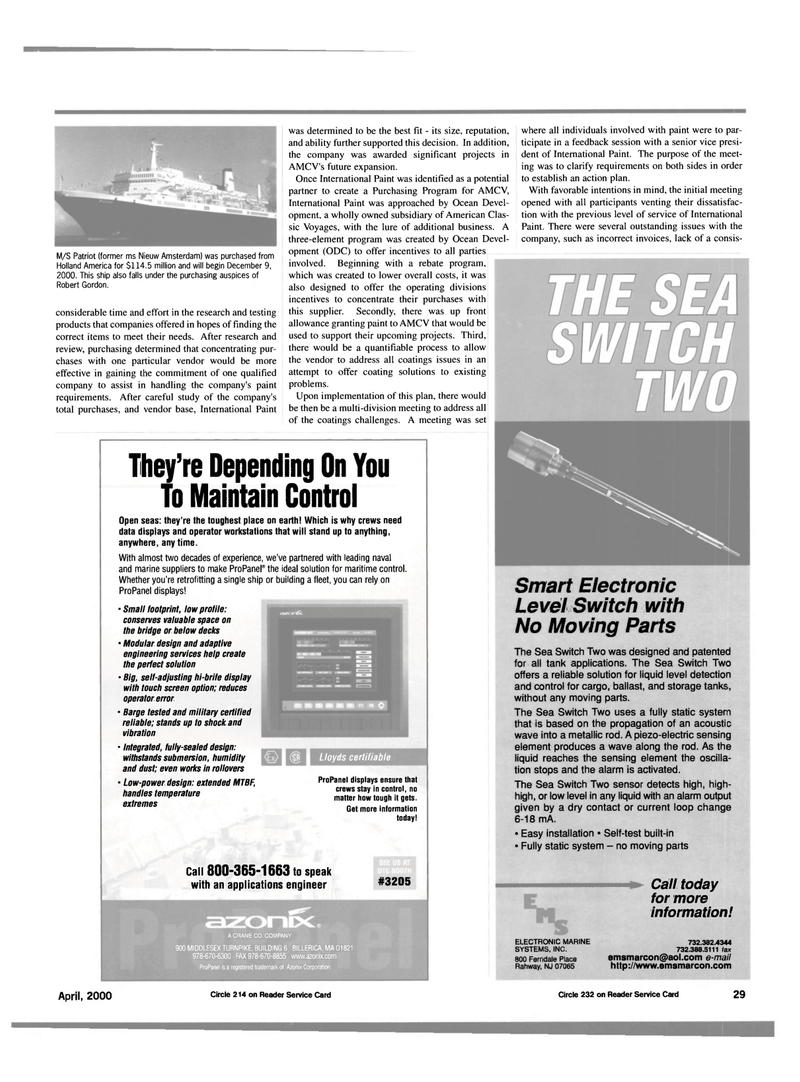 Maritime Reporter Magazine, page 29,  Apr 2000