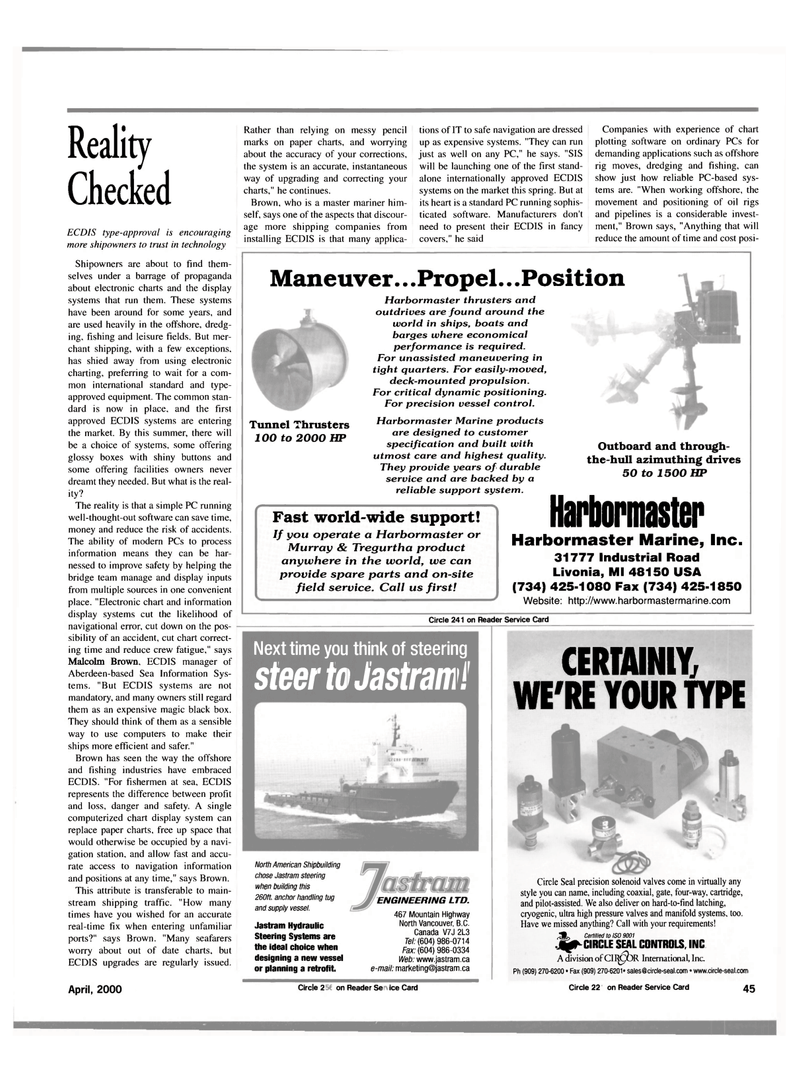 Maritime Reporter Magazine, page 45,  Apr 2000