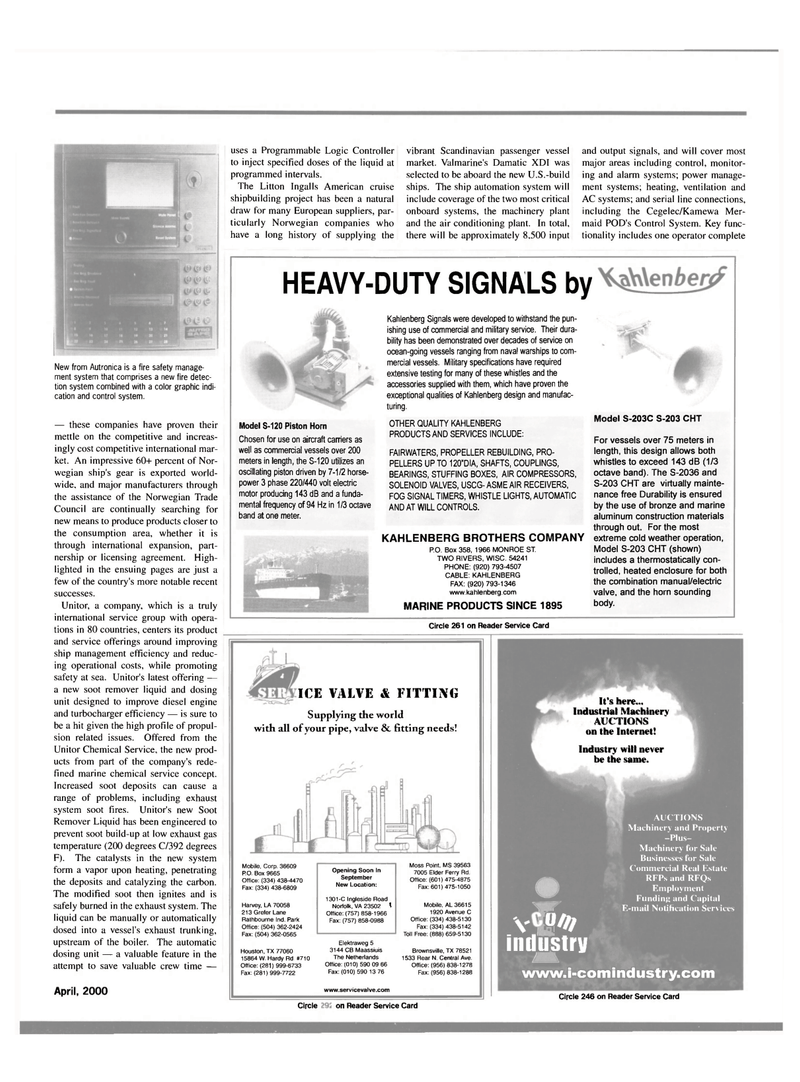 Maritime Reporter Magazine, page 65,  Apr 2000