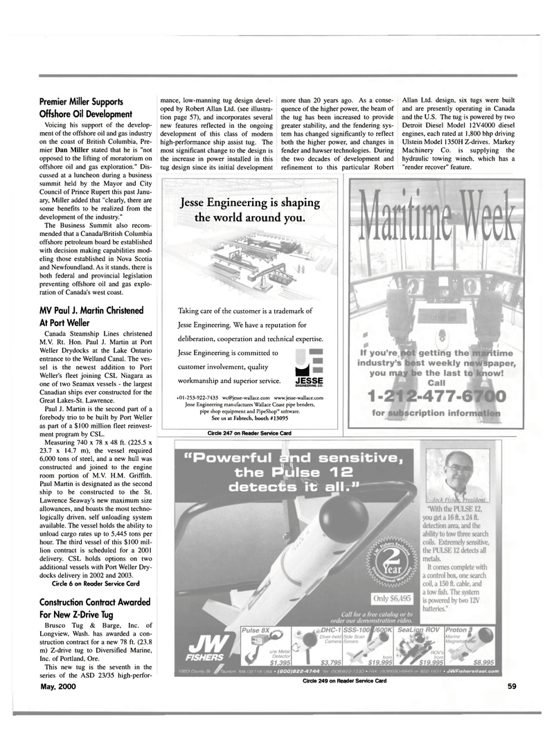 Maritime Reporter Magazine, page 61,  May 2000