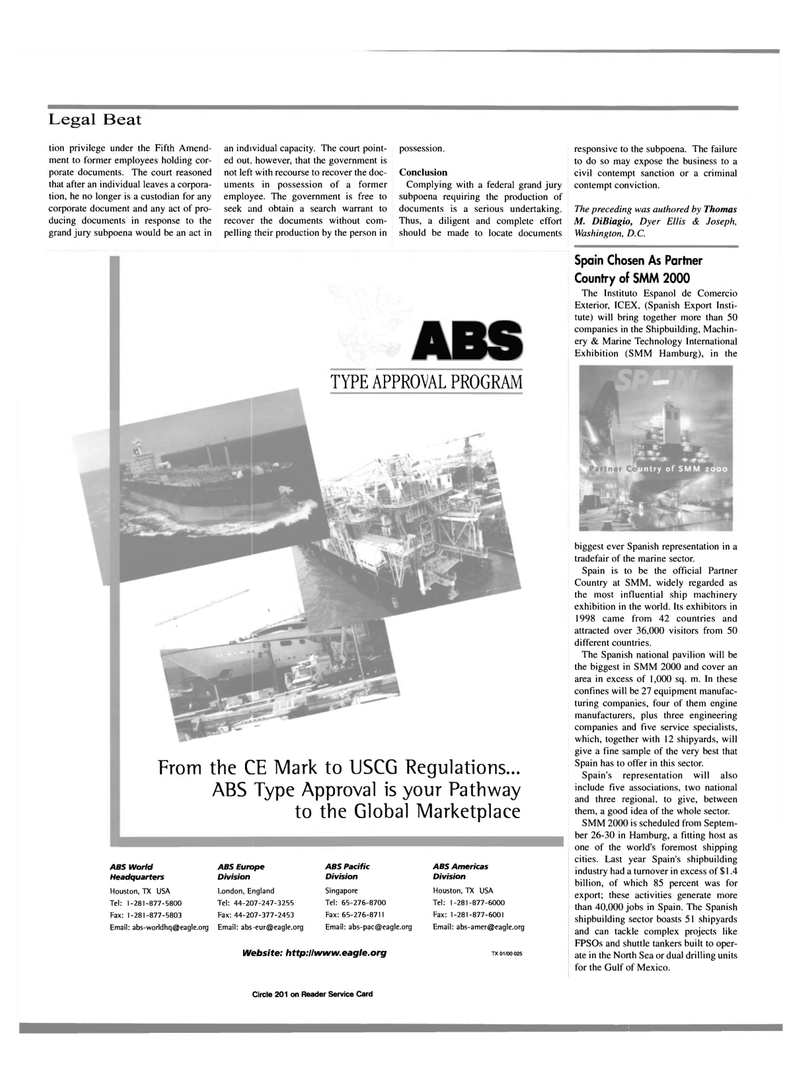 Maritime Reporter Magazine, page 18,  Jun 15, 2000