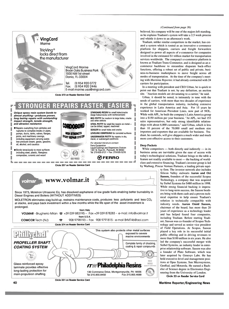 Maritime Reporter Magazine, page 44,  Jun 15, 2000