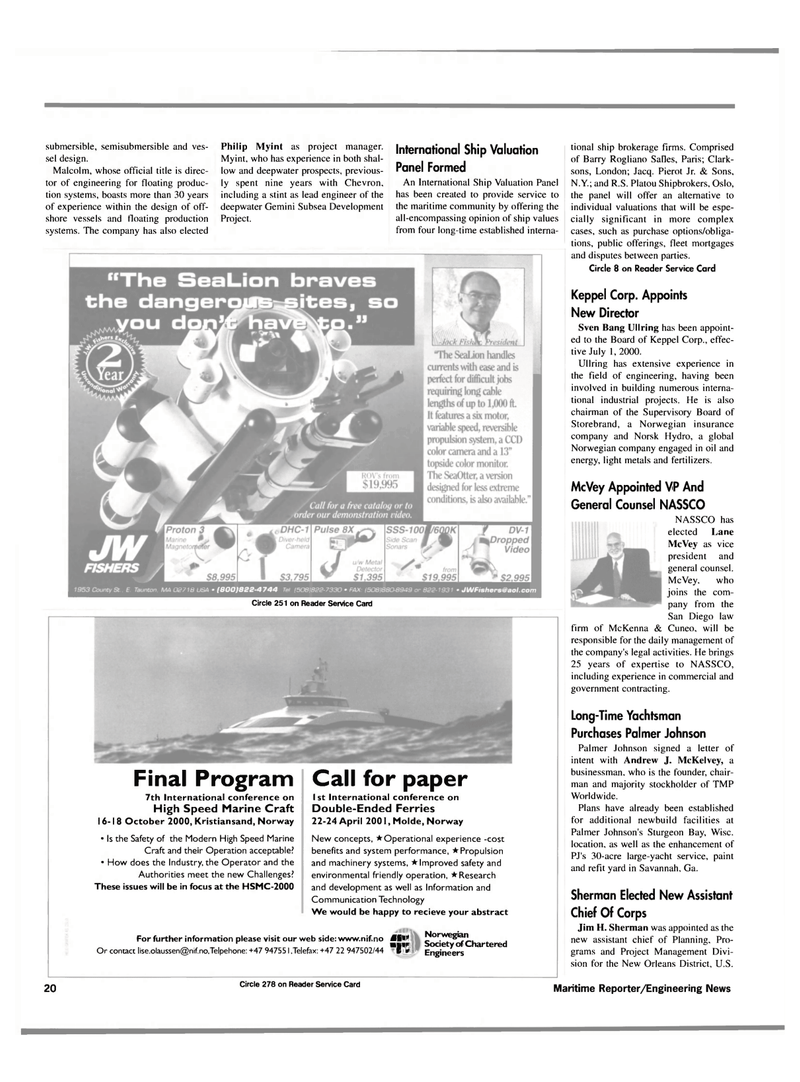 Maritime Reporter Magazine, page 20,  Aug 2000