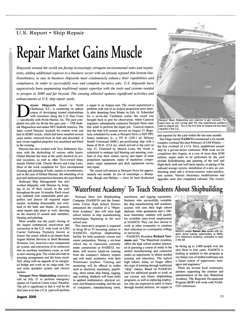 Maritime Reporter Magazine, page 25,  Aug 2000
