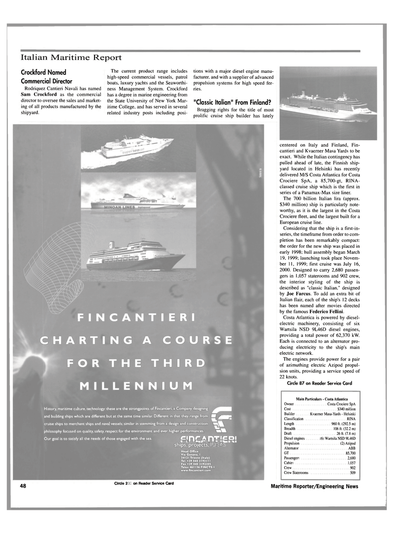 Maritime Reporter Magazine, page 48,  Aug 2000
