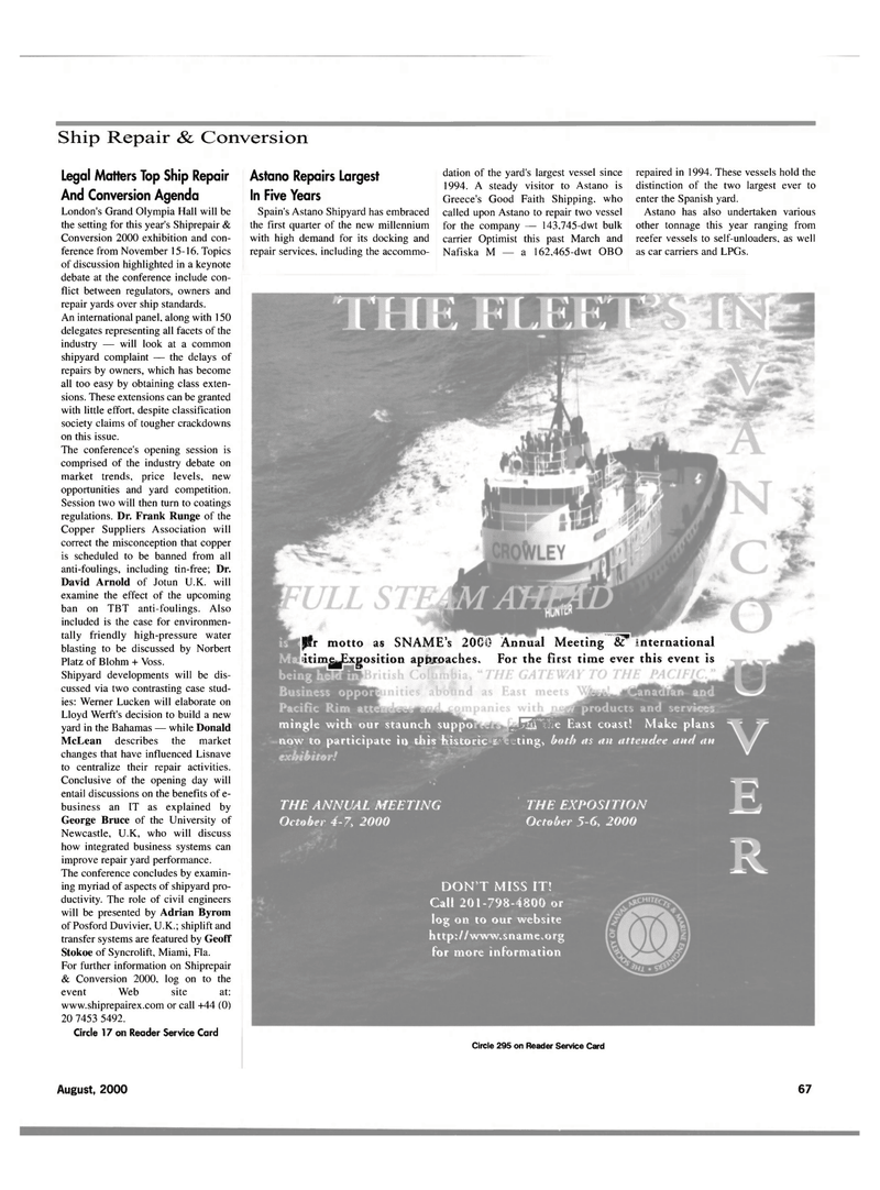 Maritime Reporter Magazine, page 4th Cover,  Aug 2000