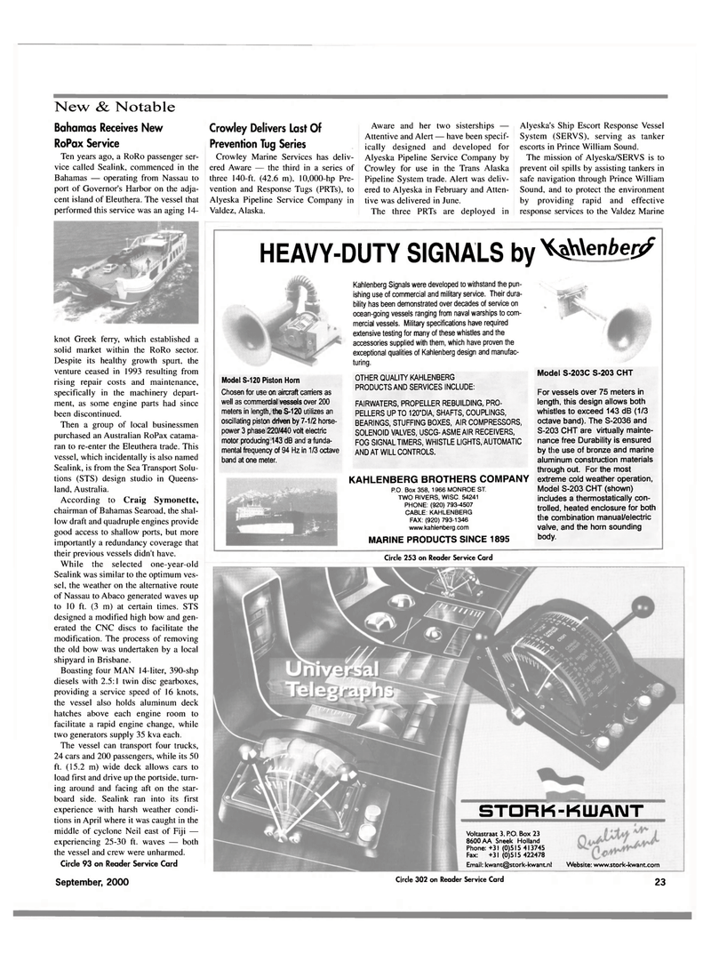 Maritime Reporter Magazine, page 23,  Sep 2000