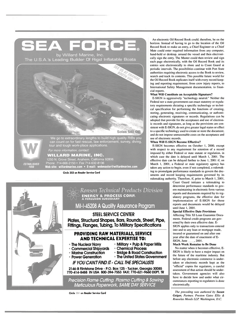 Maritime Reporter Magazine, page 22,  Oct 2000