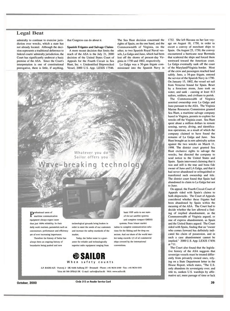 Maritime Reporter Magazine, page 41,  Oct 2000