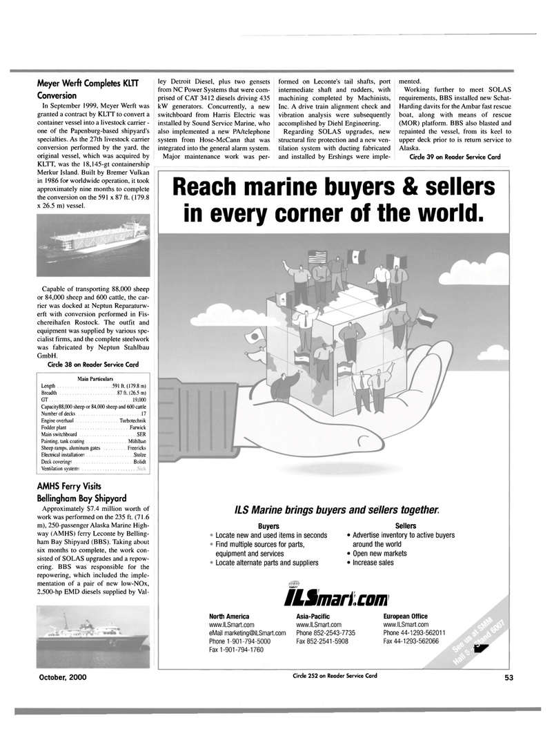 Maritime Reporter Magazine, page 55,  Oct 2000