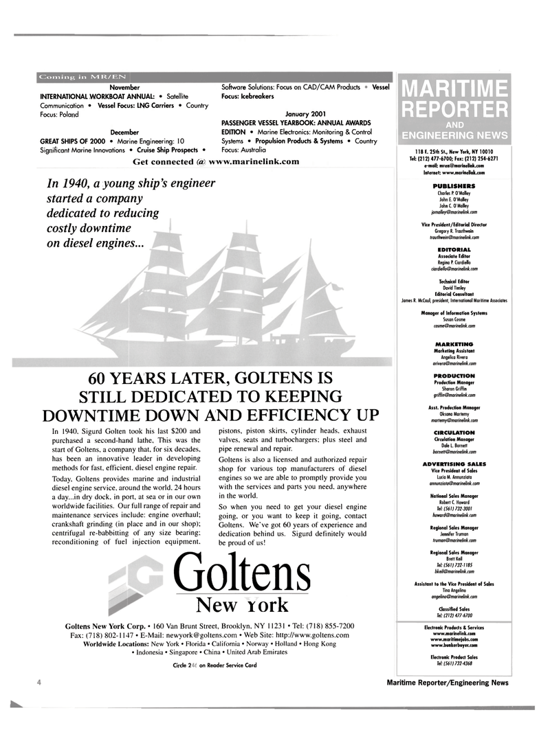Maritime Reporter Magazine, page 4,  Oct 2000