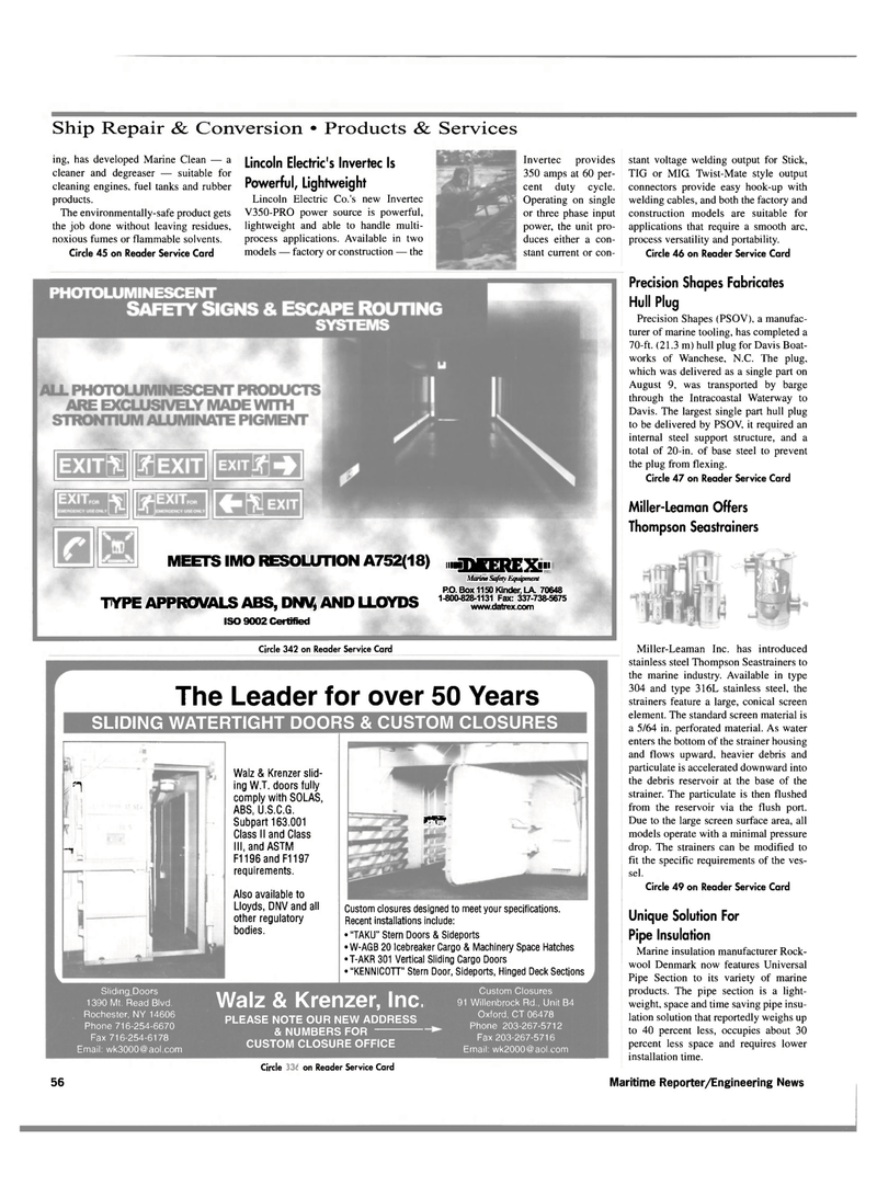 Maritime Reporter Magazine, page 58,  Oct 2000