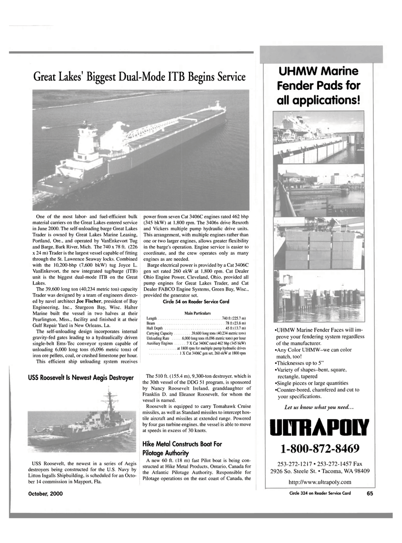 Maritime Reporter Magazine, page 4th Cover,  Oct 2000