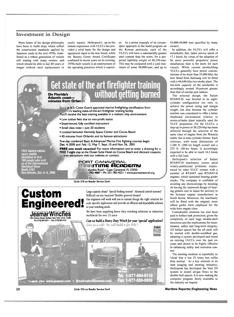 Maritime Reporter Magazine, page 12,  Nov 2000