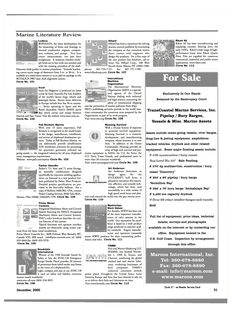 Maritime Reporter Magazine, page 54,  Dec 2000