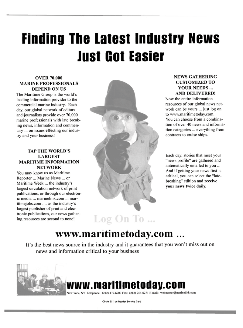 Maritime Reporter Magazine, page 4th Cover,  Dec 2000