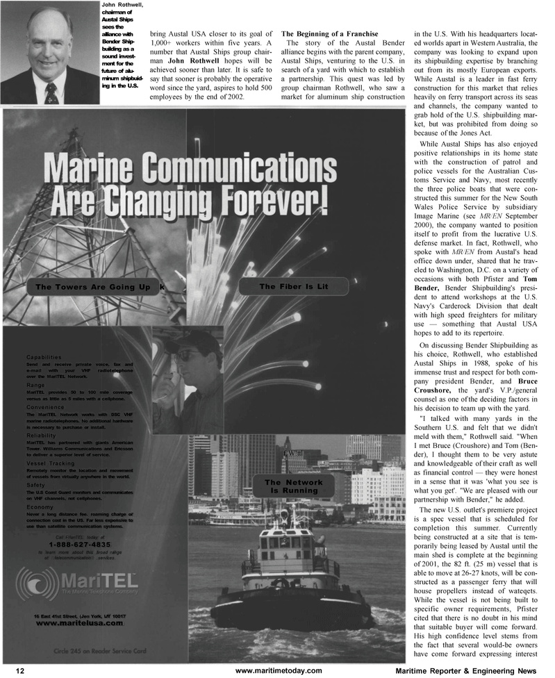 Maritime Reporter Magazine, page 12,  Jan 2001