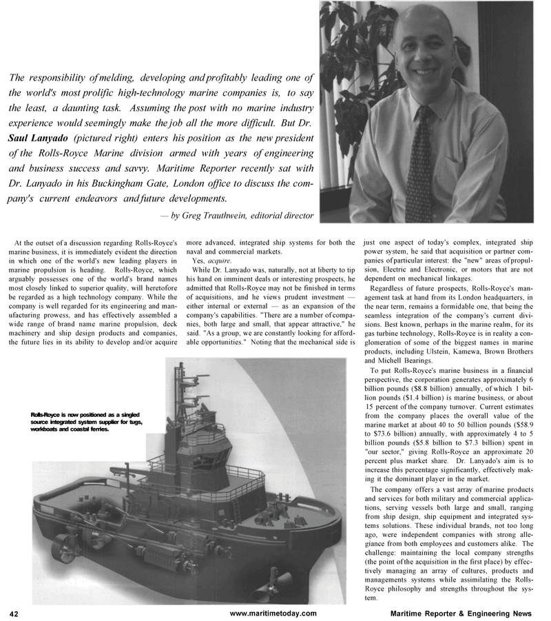 Maritime Reporter Magazine, page 42,  Jan 2001
