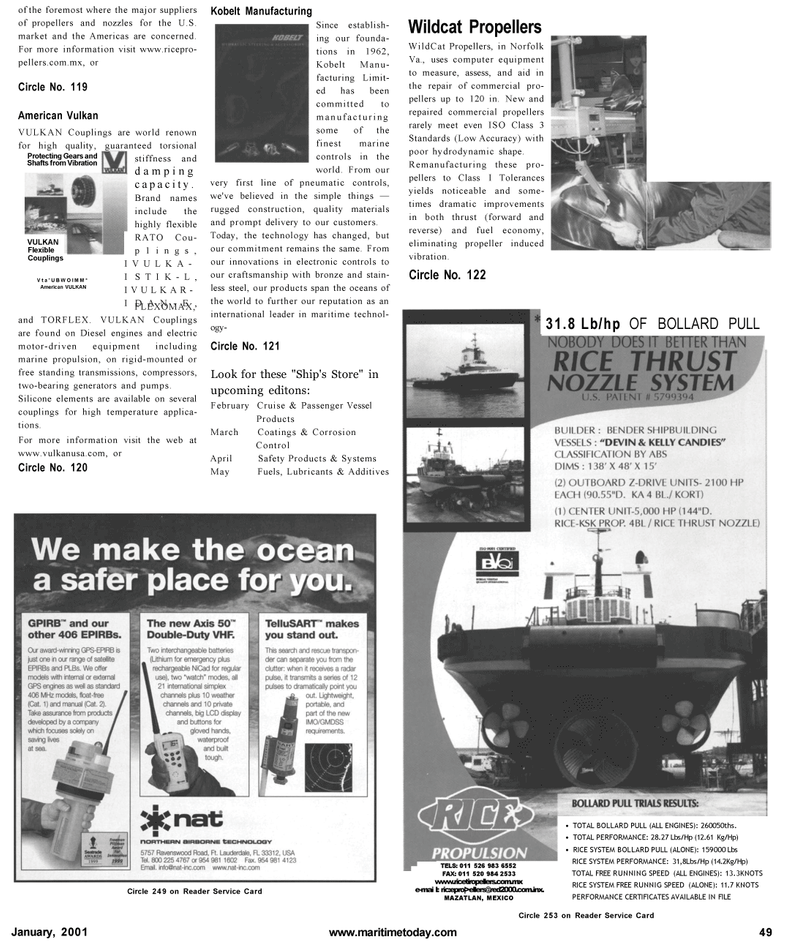 Maritime Reporter Magazine, page 49,  Jan 2001