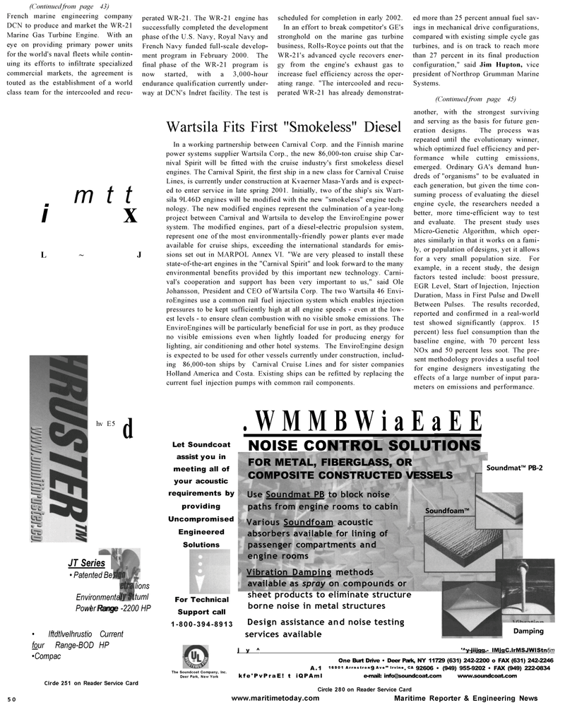 Maritime Reporter Magazine, page 50,  Jan 2001
