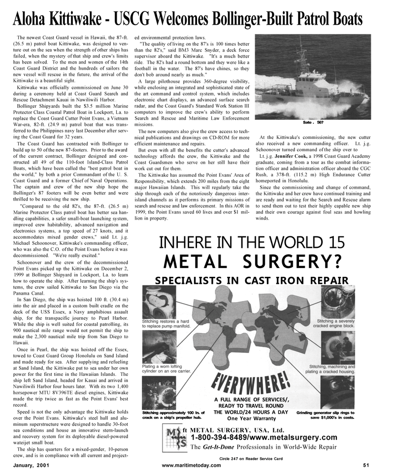 Maritime Reporter Magazine, page 51,  Jan 2001