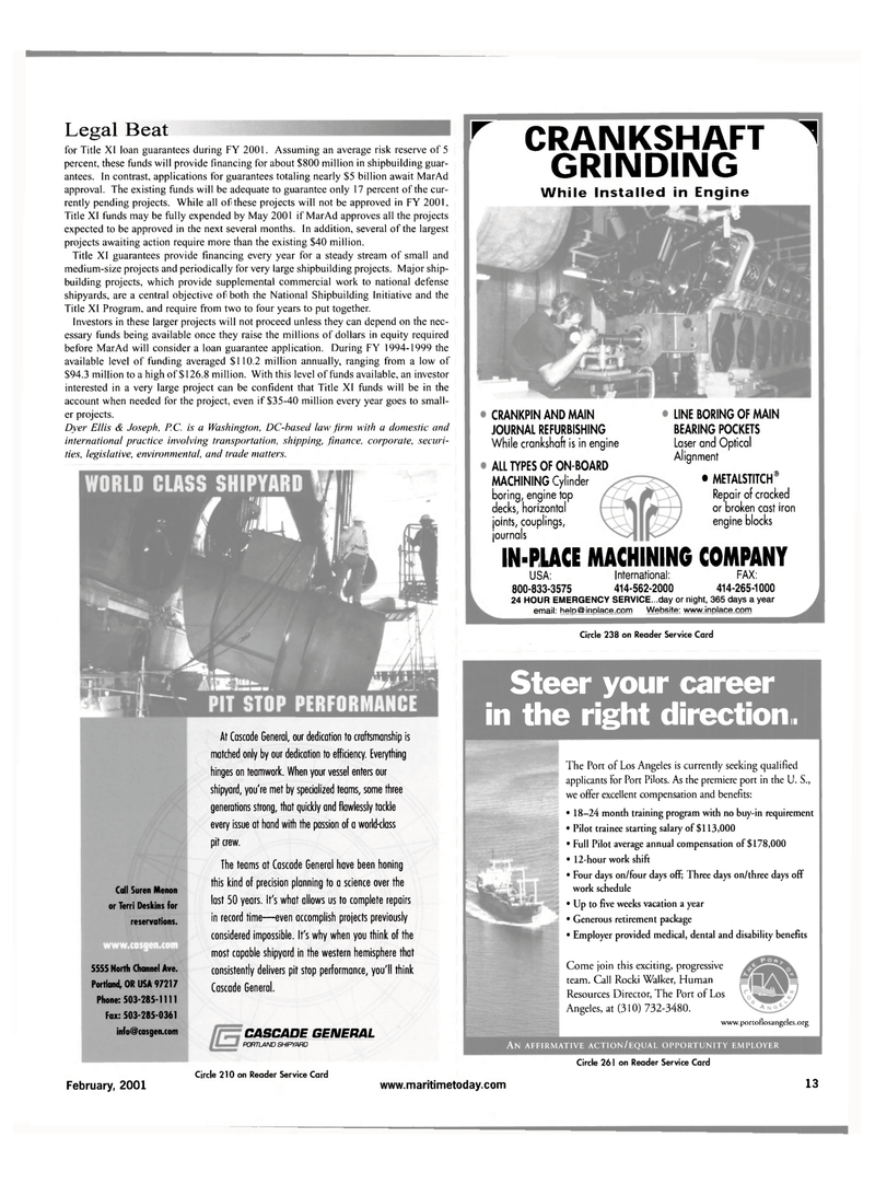 Maritime Reporter Magazine, page 13,  Feb 2001