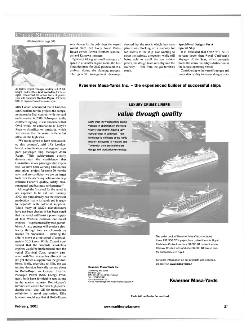 Maritime Reporter Magazine, page 45,  Feb 2001